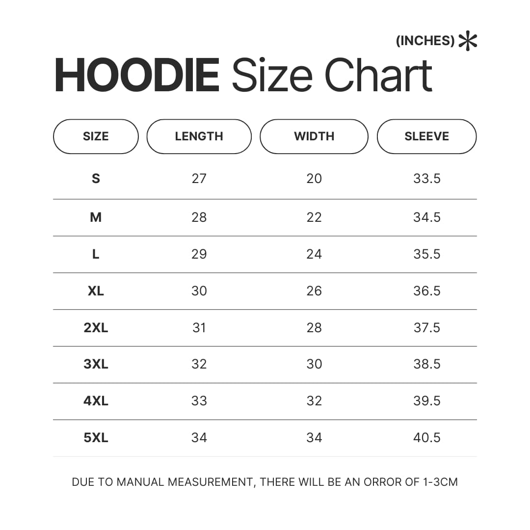 Hoodie Size Chart - Sakamoto Days Shop