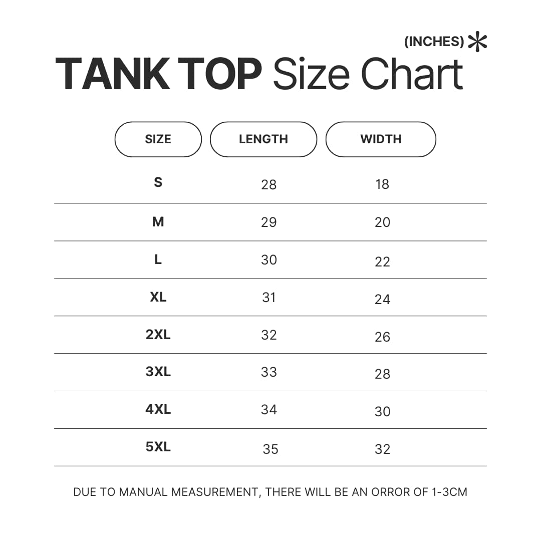 Tank Top Size Chart - Sakamoto Days Shop