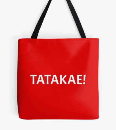 Tatakae Fight Anime Design White Design Red Bg Tote Bag