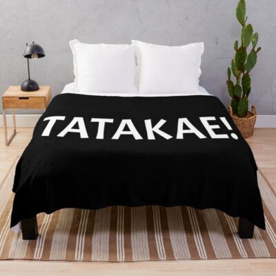 Tatakae Fight Anime Design White Design Throw Blanket